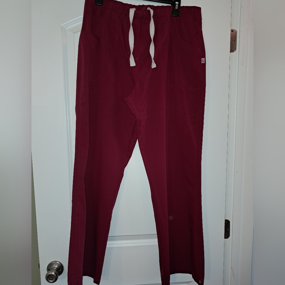 Womens Urbane Burgundy Scrub Pants